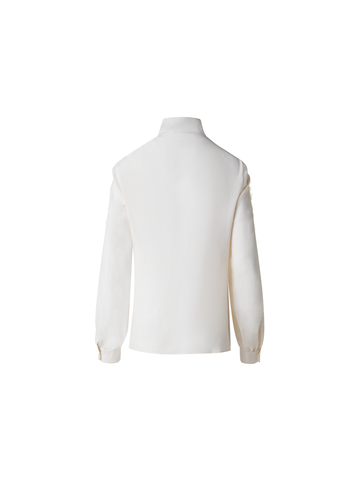 Designer Seidenbluse mit Wellen-Spitze - Ecru - Weiss