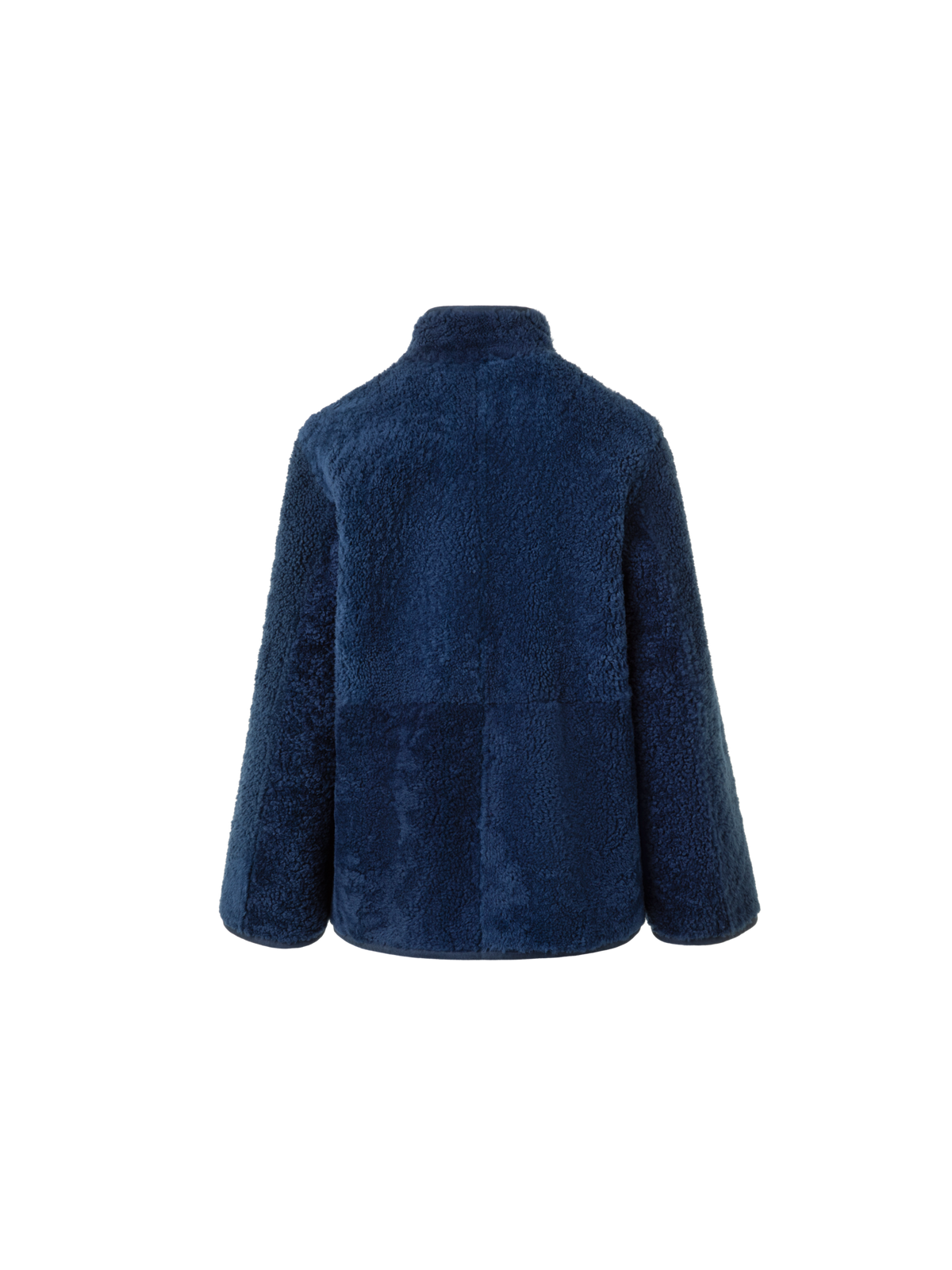 Designer Wende Lammfell Stehkragen Jacke - Dunkelblau - Blau
