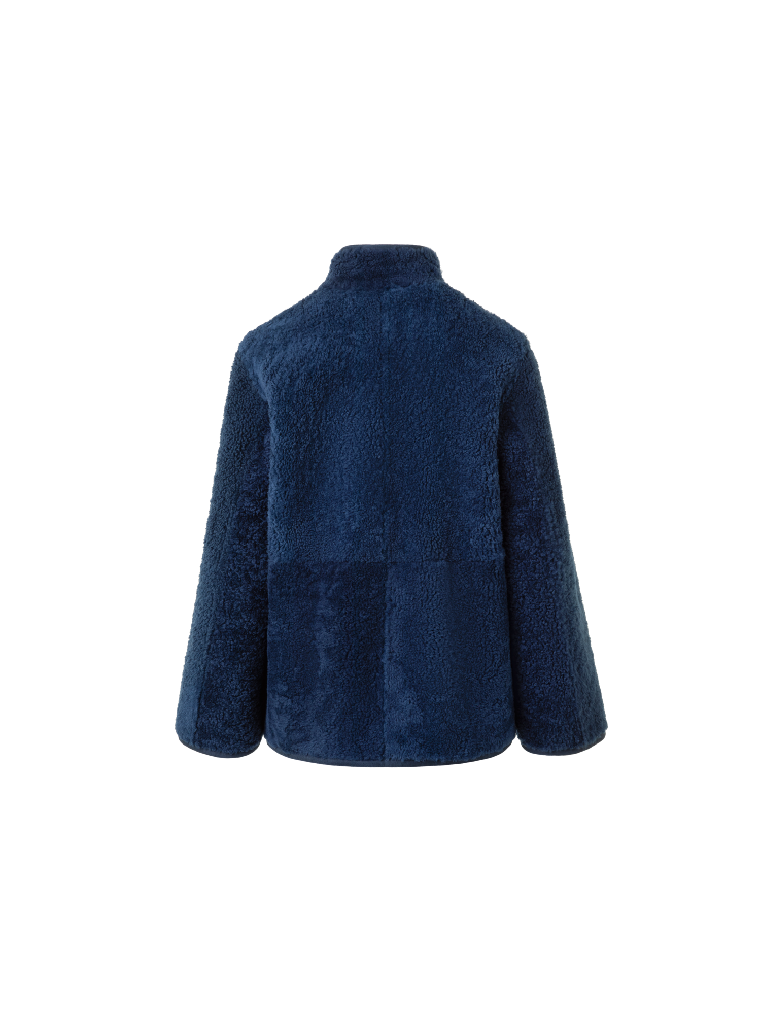 Designer Wende Lammfell Stehkragen Jacke - Dunkelblau - Blau