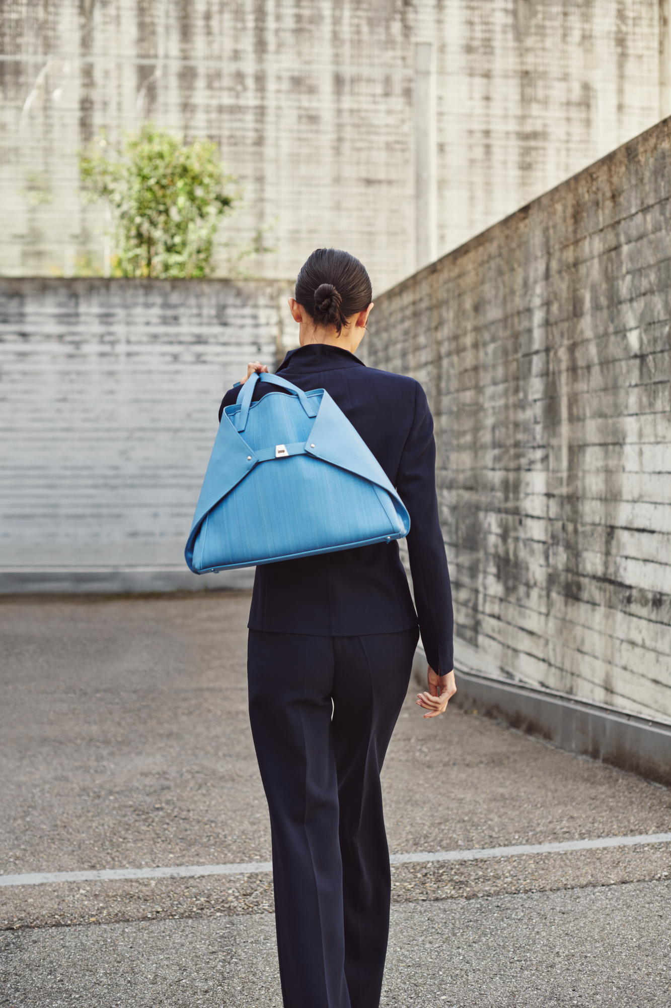 Designer Gerade Hose aus Woll-Doubleface - Dunkelblau - Blau 