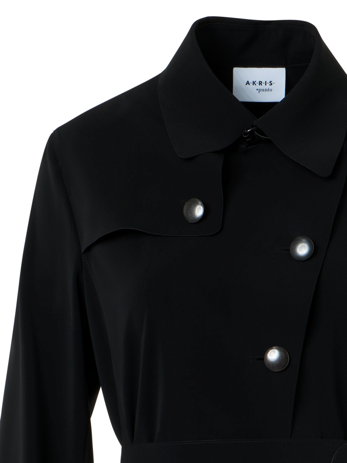 Designer Laser-Cut Trenchcoat aus Crêpe - Schwarz