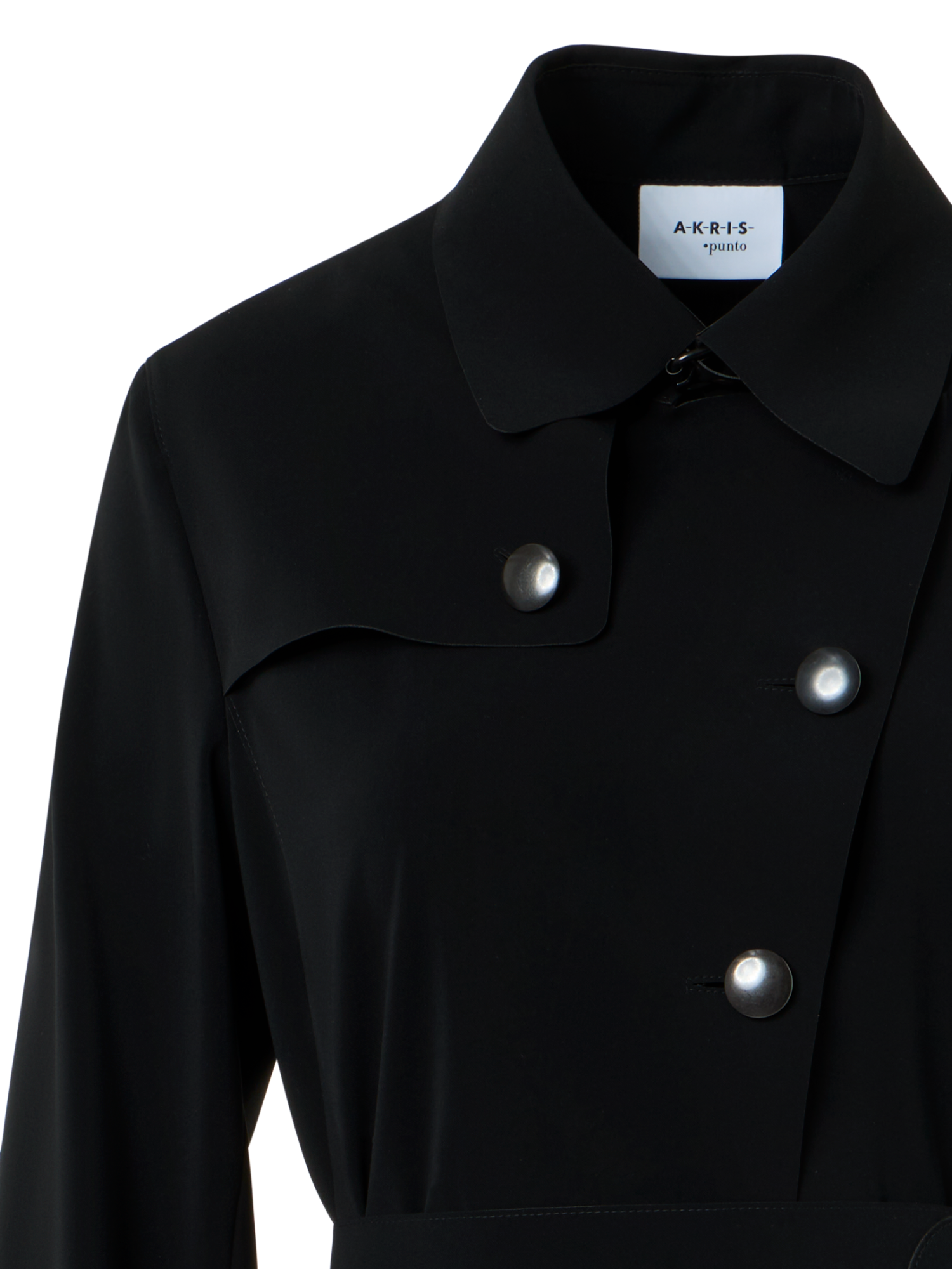 Designer Laser-Cut Trenchcoat aus Crêpe - Schwarz