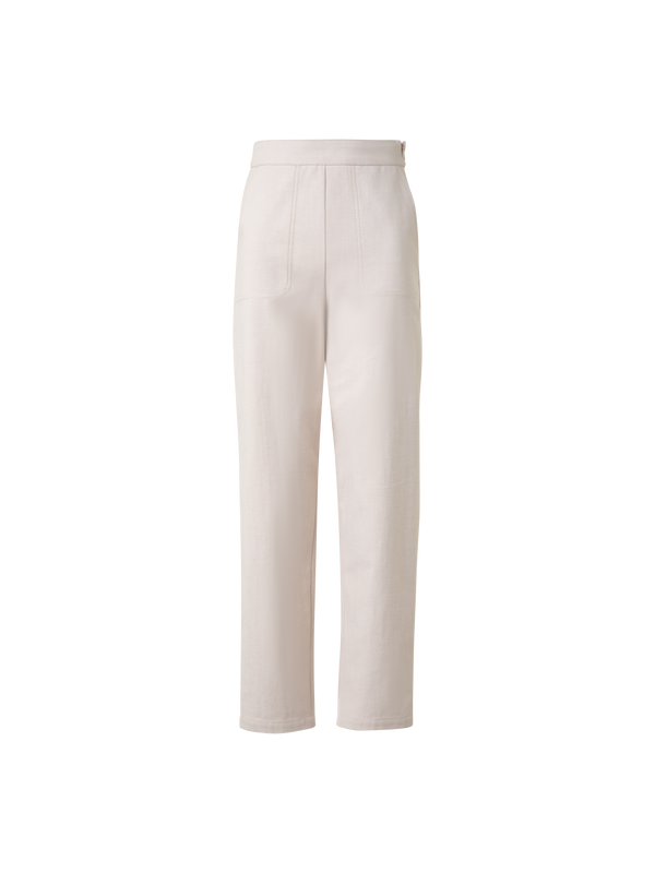 Designer Knöchellange Hose aus Baumwoll-Denim-Stretch - Beige
