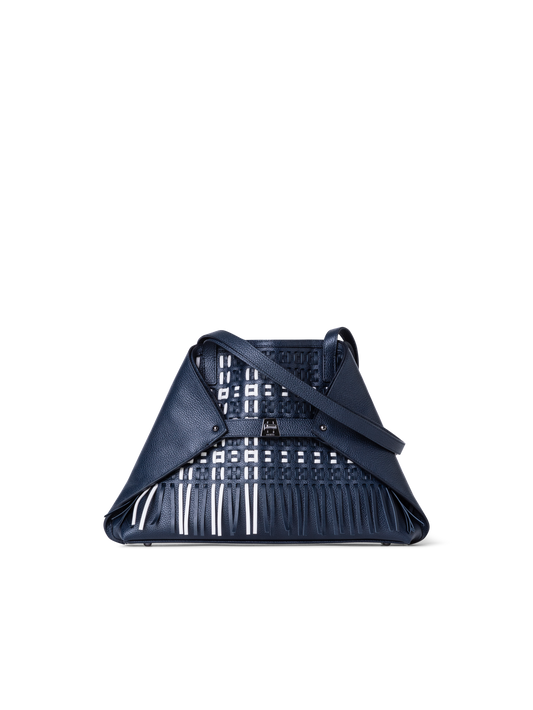 Designer Ai Small Shoulder Tote - Blau - Bunt - Weiss