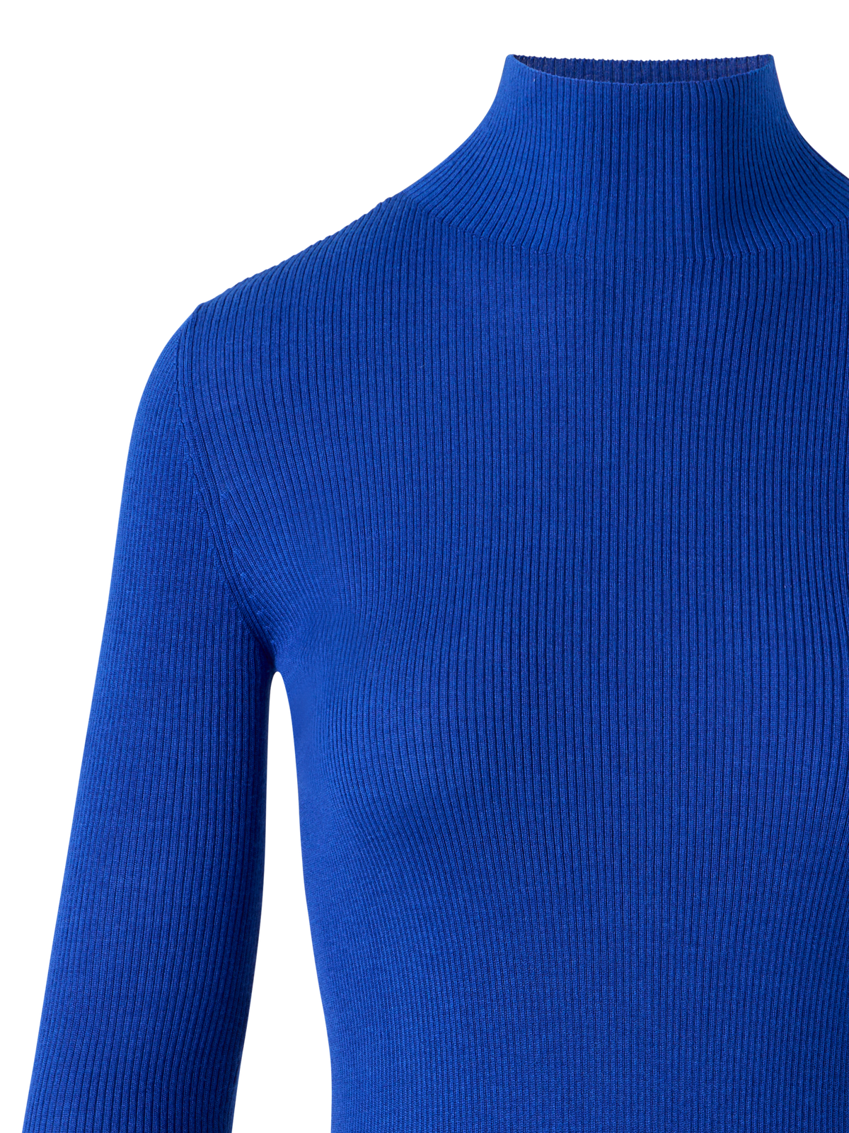 Designer Kaschmir Seide Rippenstrick Stehkragen Pulli  - Blau