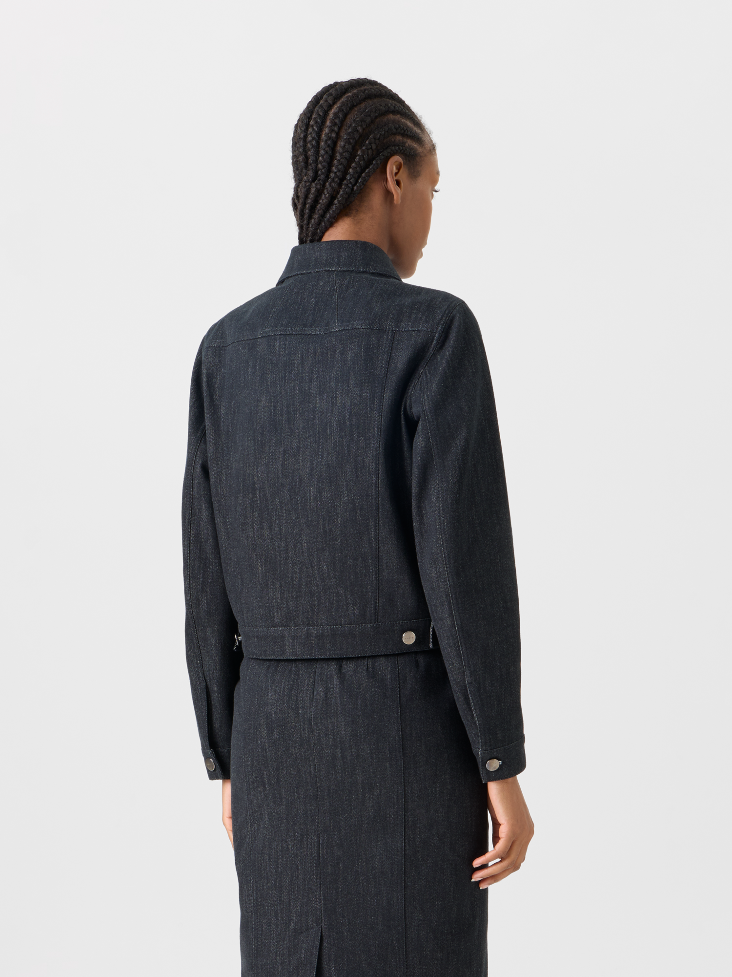 Designer Hilbert kurze Denim-Jacke aus Baumwolle mit aufgesetzten Taschen - Schwarz 