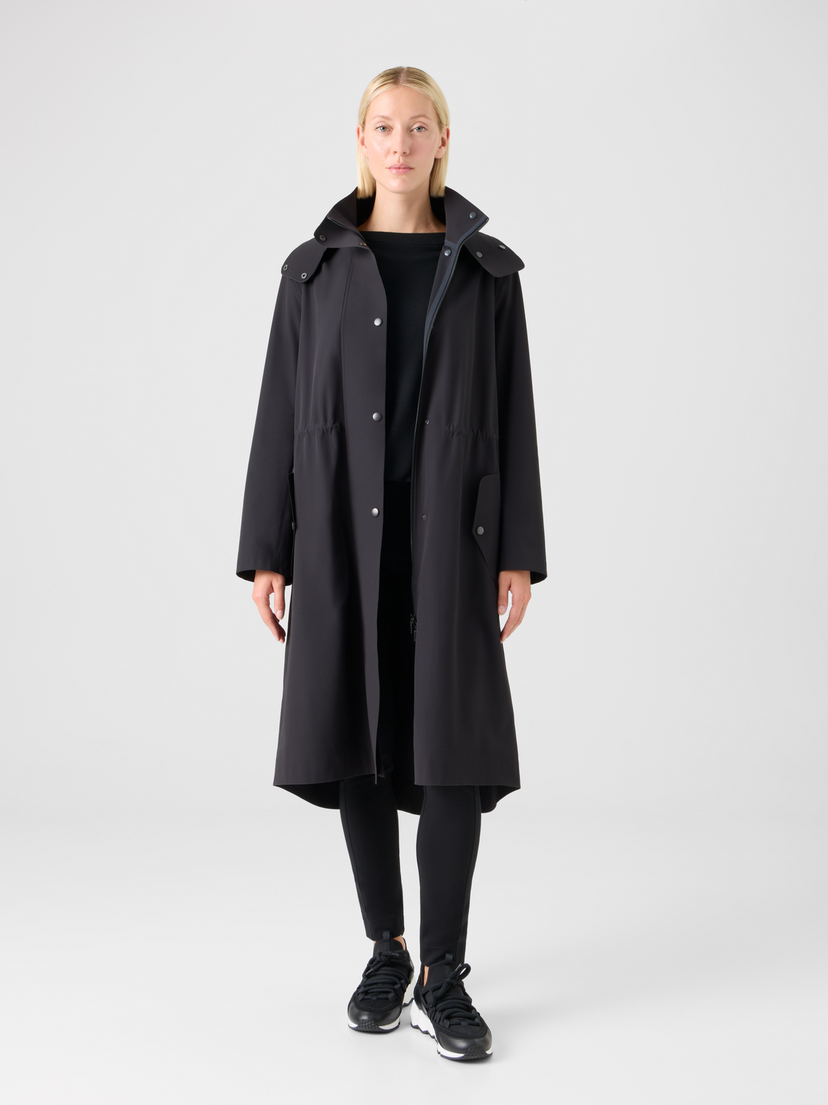 Designer Wasserabweisender, taillierter Techno-Parka - Schwarz #editorial