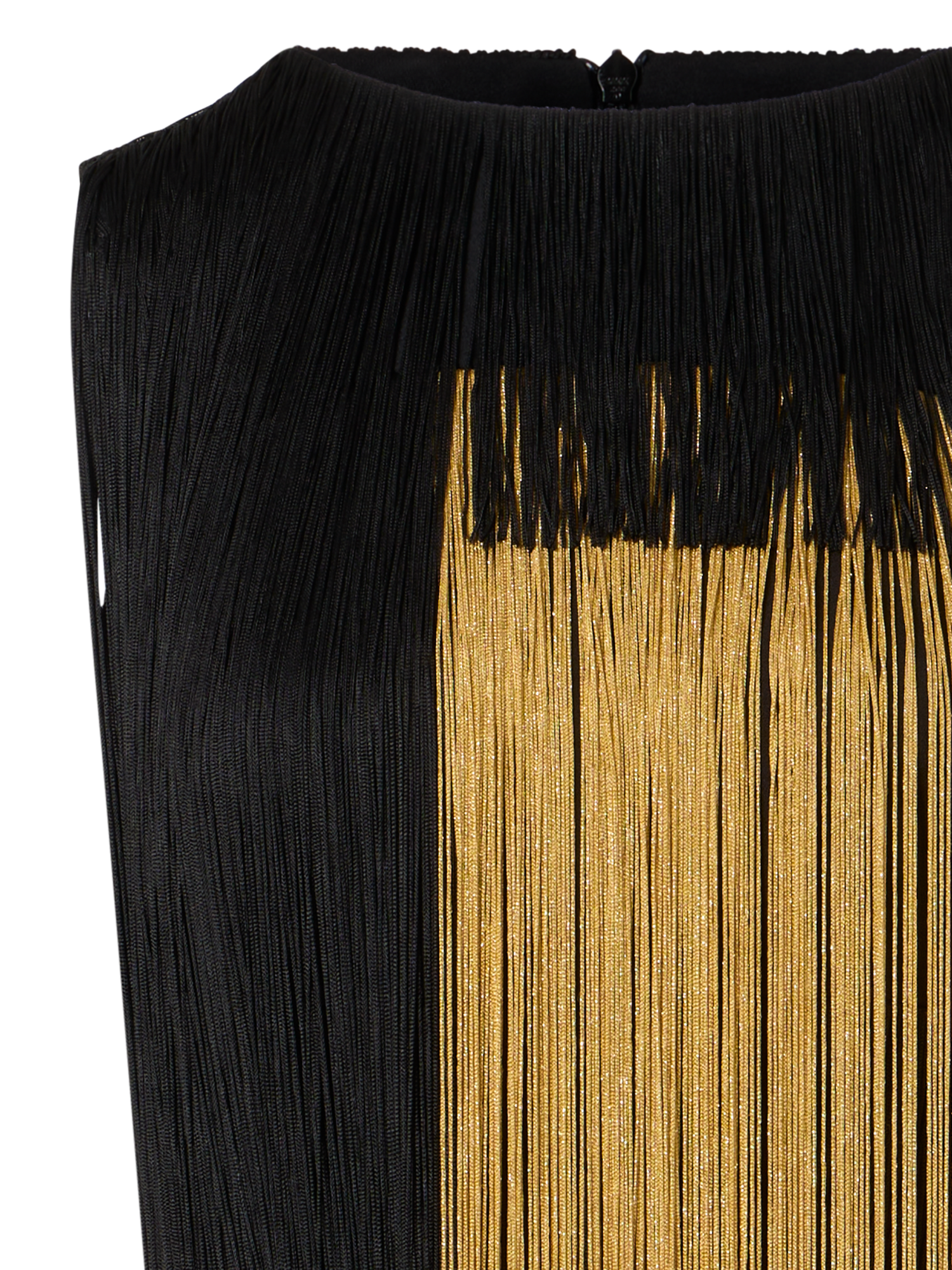 Designer Robe aus Seide mit Oro Lienzo Maxi-Fransen - Schwarz - Bunt - Gold