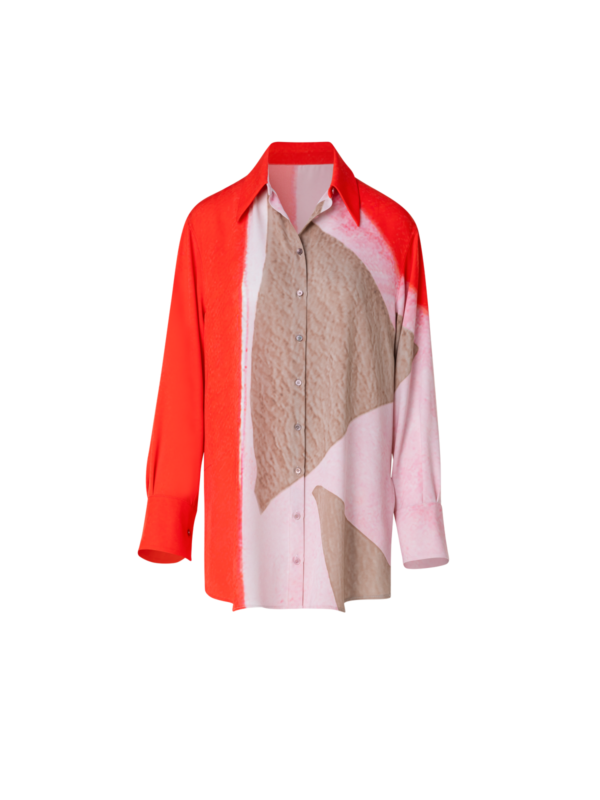 Designer Oversize Seiden-Tunika-Bluse mit Spectra Druck - Bunt