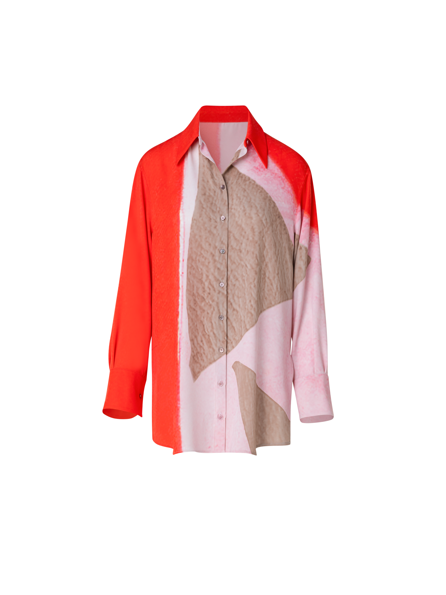 Designer Oversize Seiden-Tunika-Bluse mit Spectra Druck - Bunt