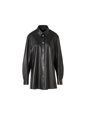 Designer Oversize-Hemd aus Nappaleder - Schwarz