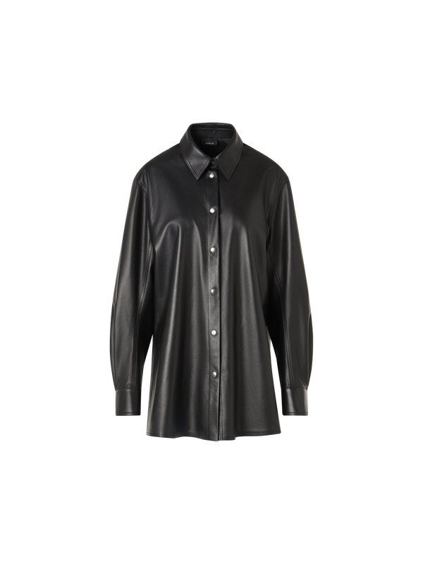 Designer Oversize-Hemd aus Nappaleder - Schwarz