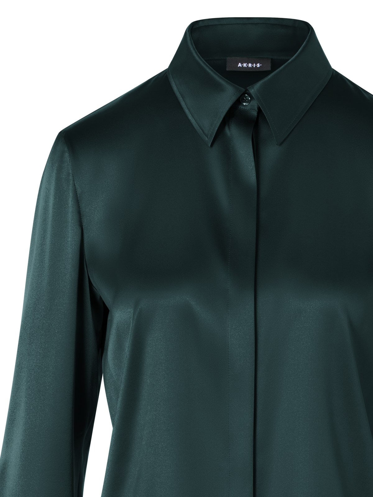 Designer Bluse aus Seidensatin mit Stretch - Grün