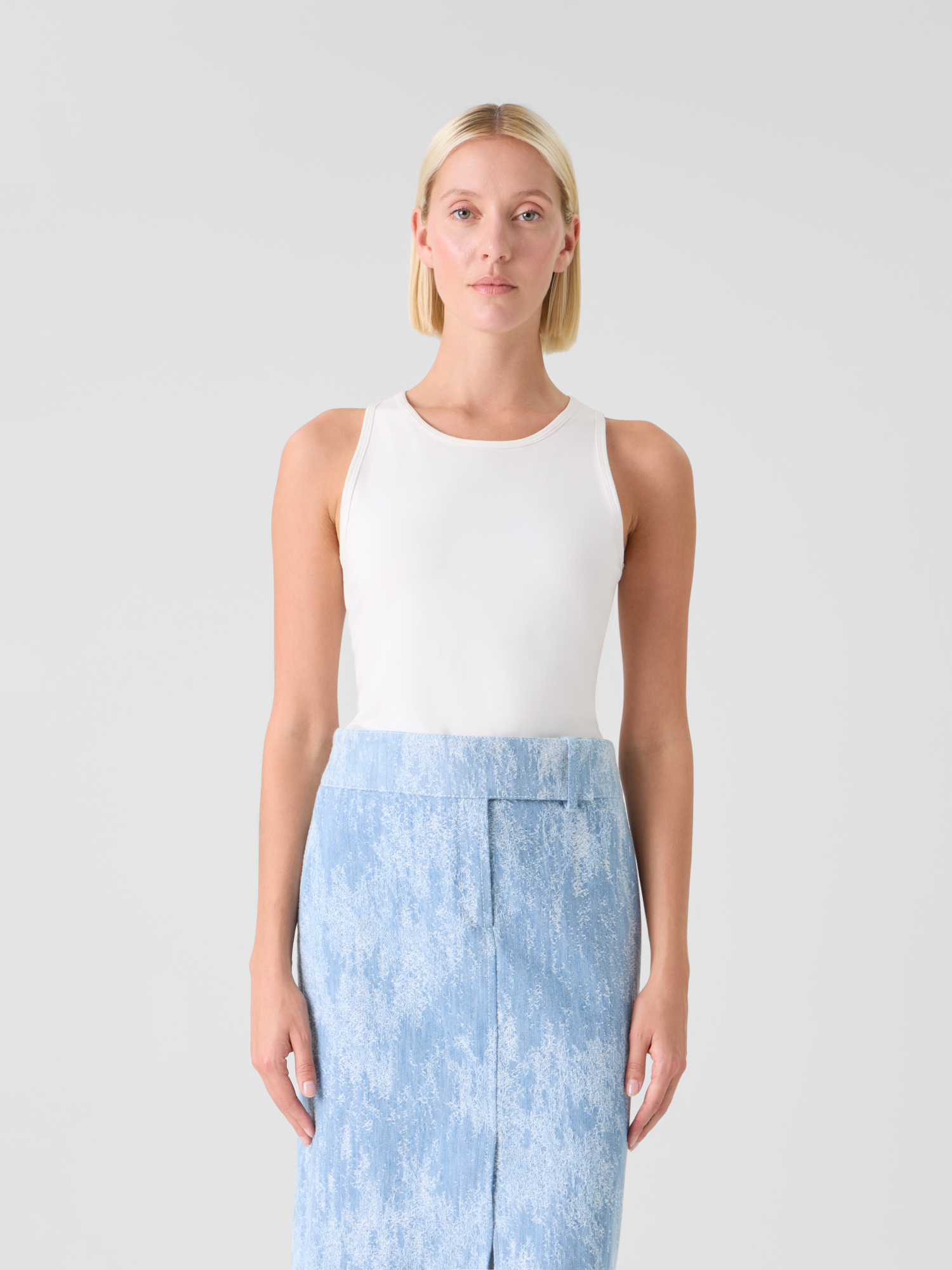 Designer Tailliertes Speedo-Top aus Stretch-Modal-Jersey - Ecru