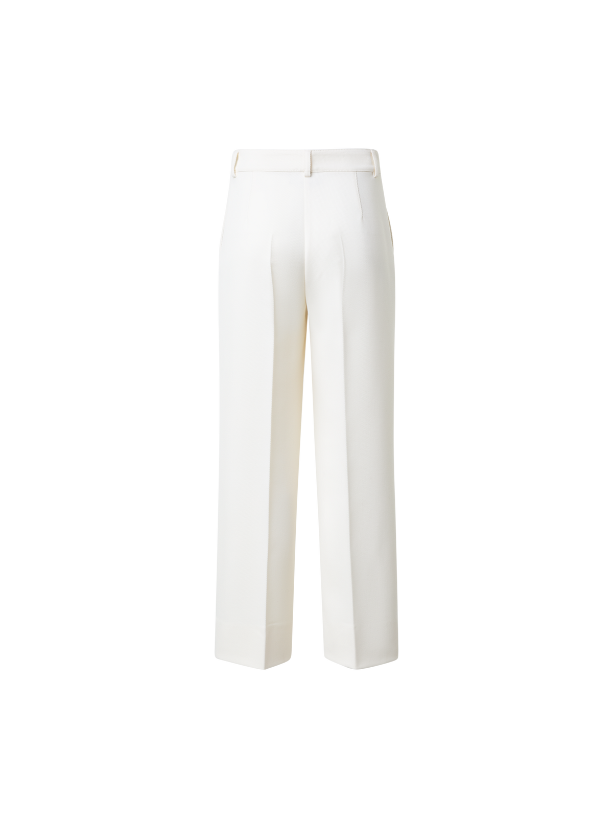 Designer Cropped Gerade Hose aus Wolltrikotin - Ecru - Weiss