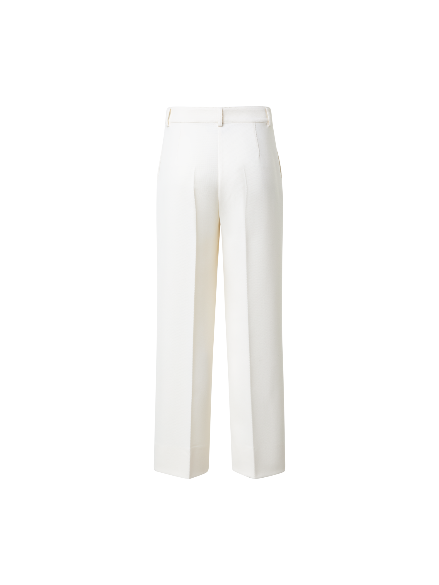 Designer Cropped Gerade Hose aus Wolltrikotin - Ecru - Weiss
