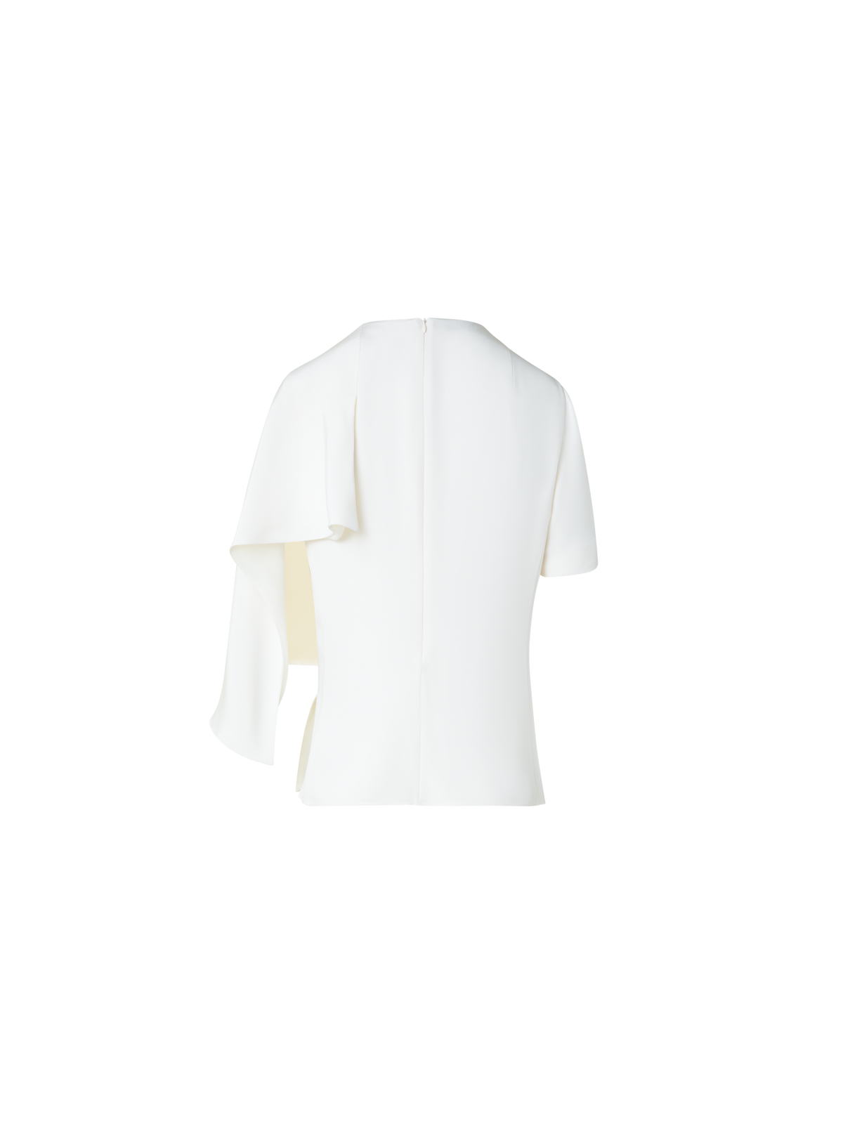 Designer Seidenbluse mit asymmetrischem Ärmeln - Ecru - Weiss