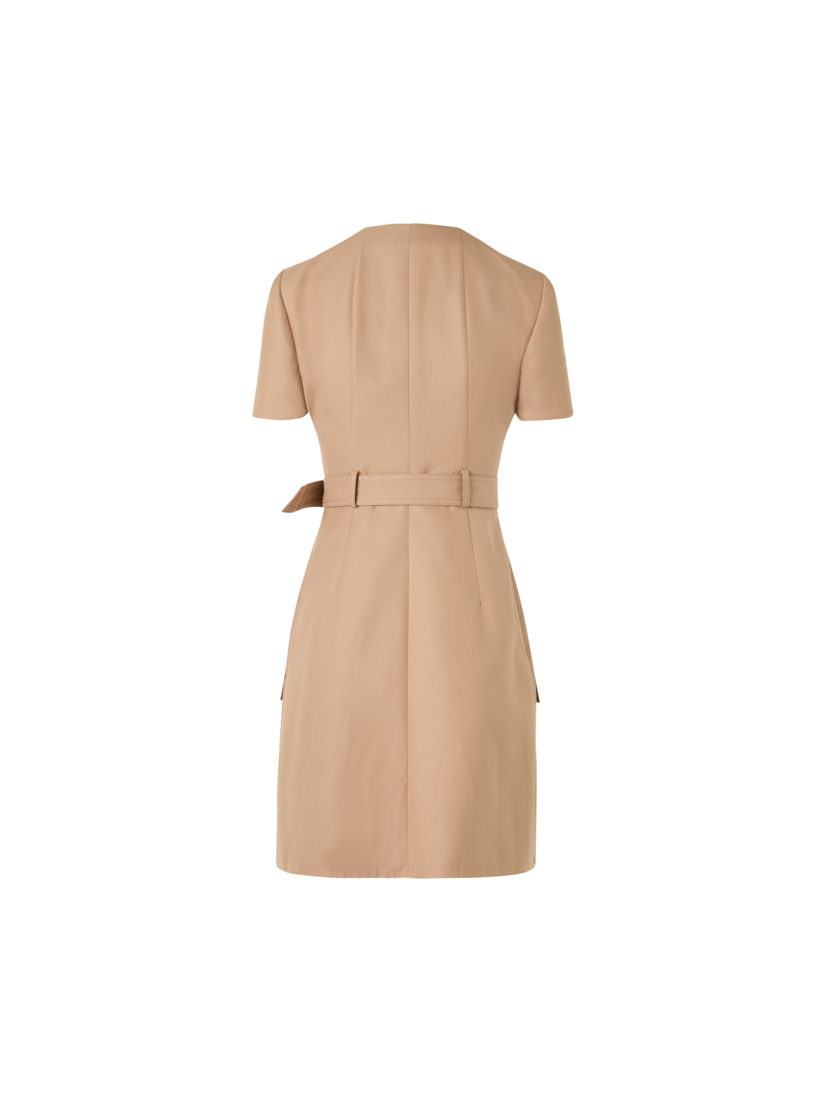 Designer Kurzärmeliges Kleid aus Baumwoll-Doubleface - Beige