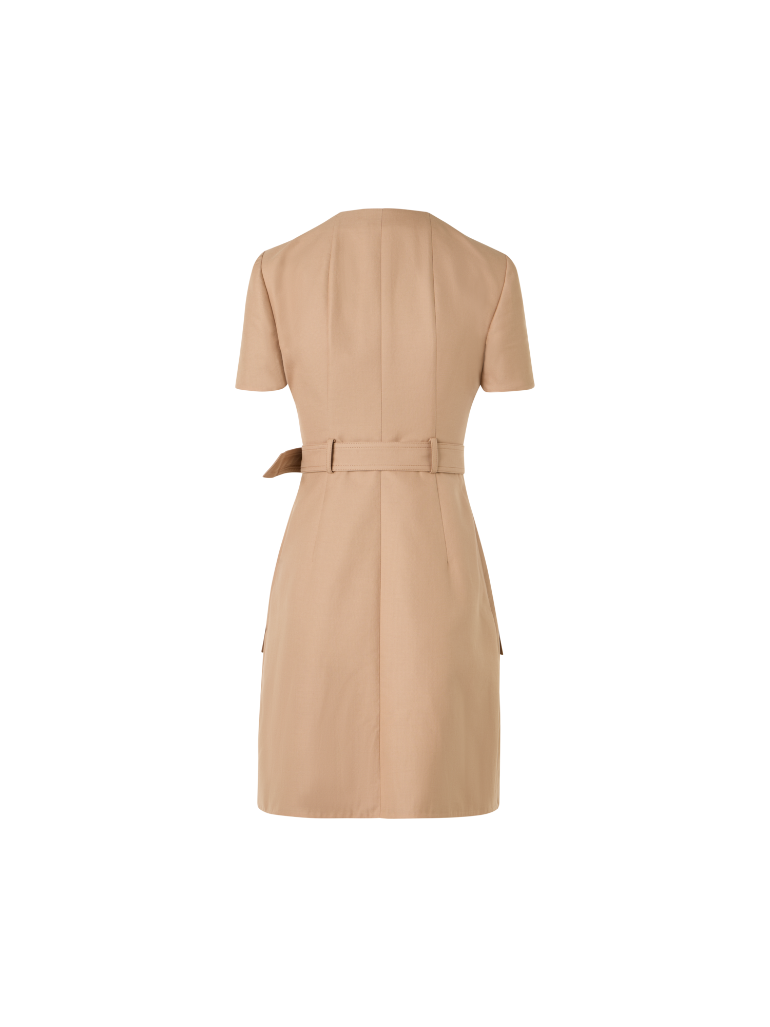 Designer Kurzärmeliges Kleid aus Baumwoll-Doubleface - Beige