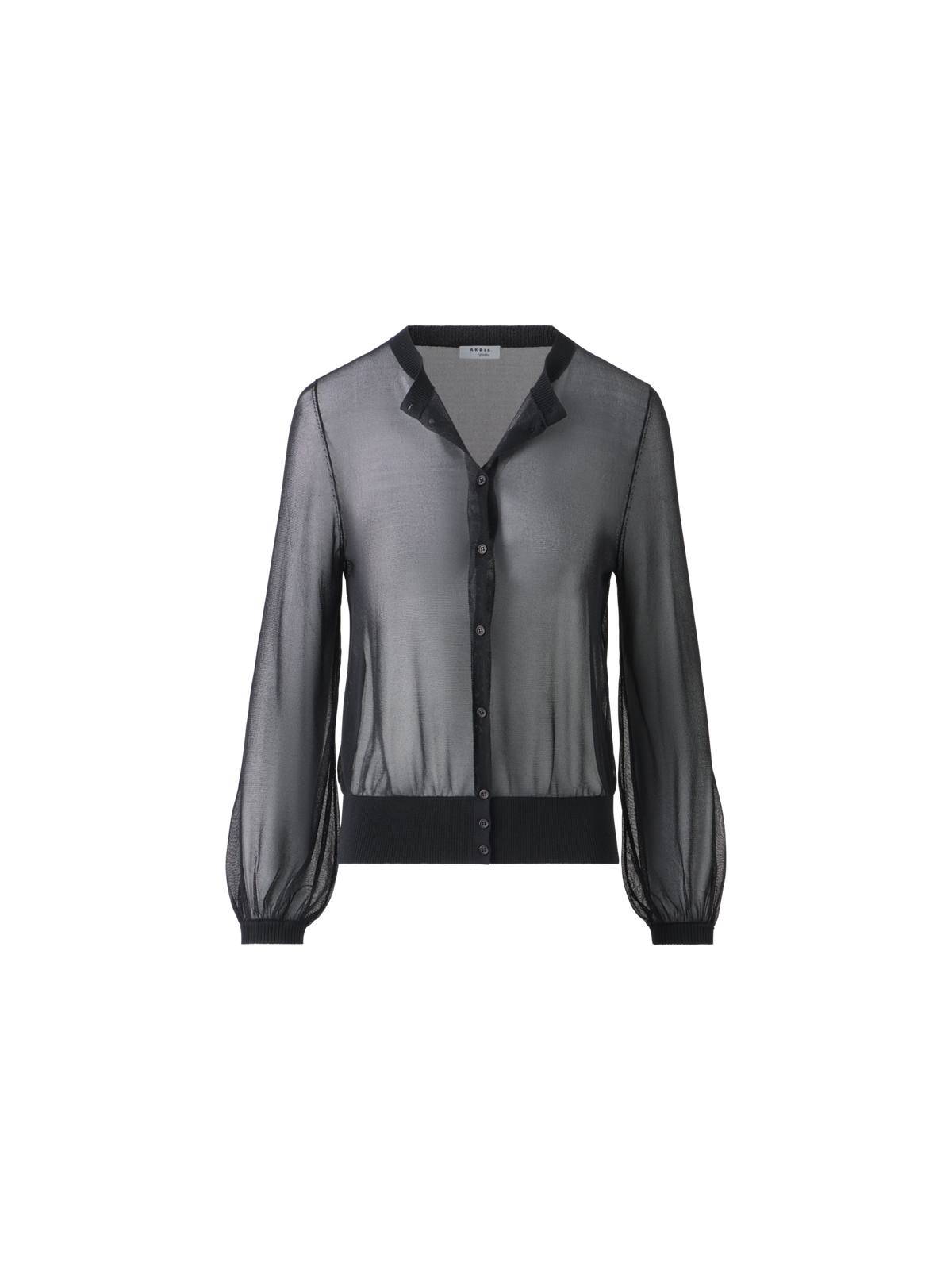 Designer Transparenter Cropped-Strick-Cardigan - Schwarz