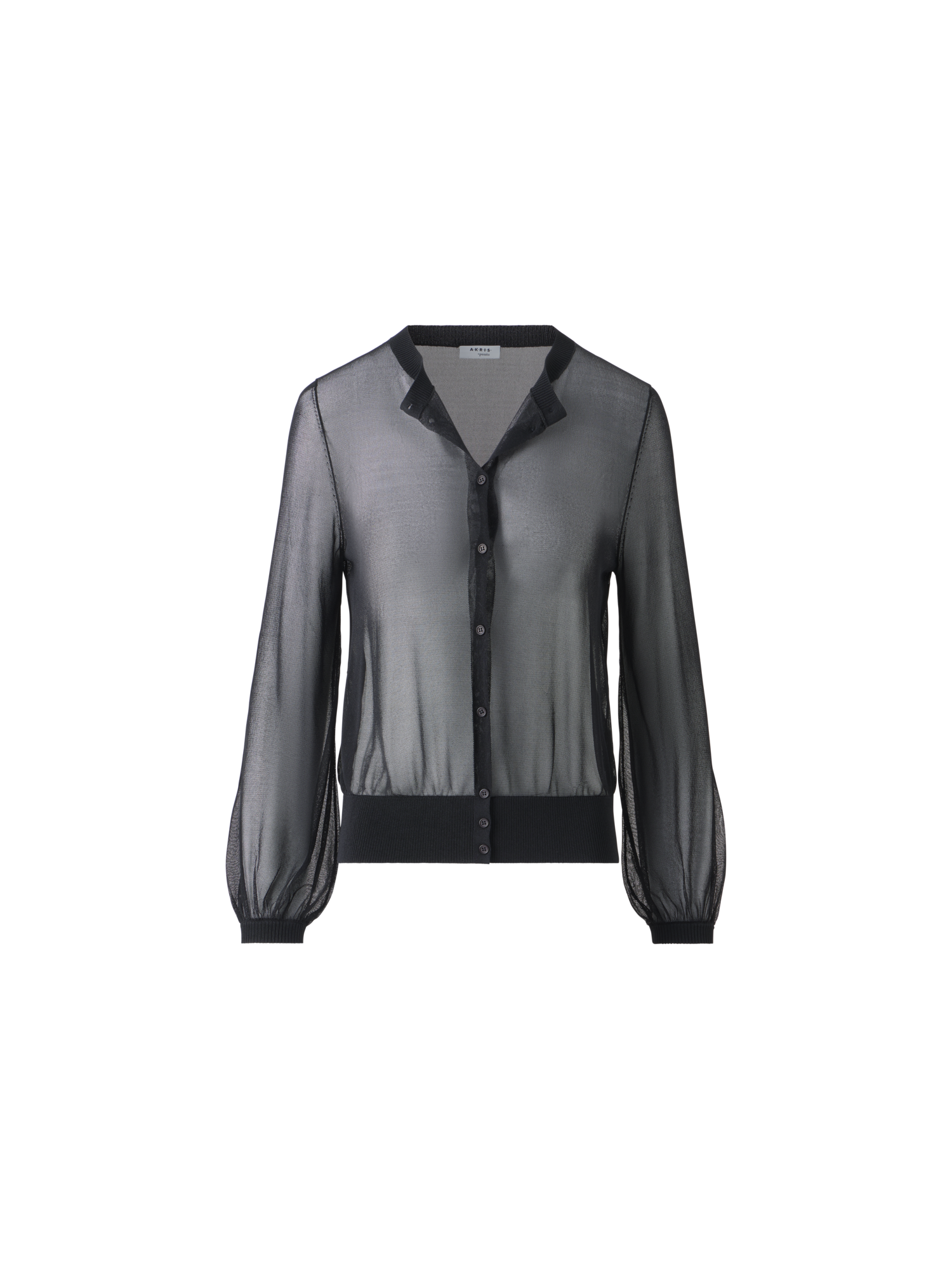 Designer Transparenter Cropped-Strick-Cardigan - Schwarz