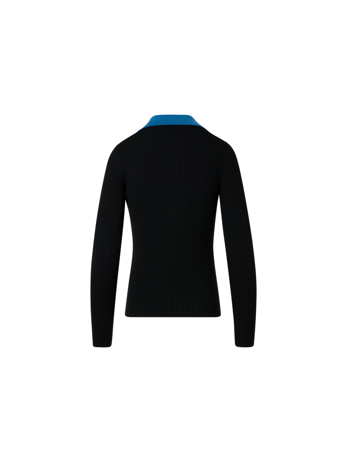 Designer Gerippter Polopullover aus Merinowolle - Schwarz