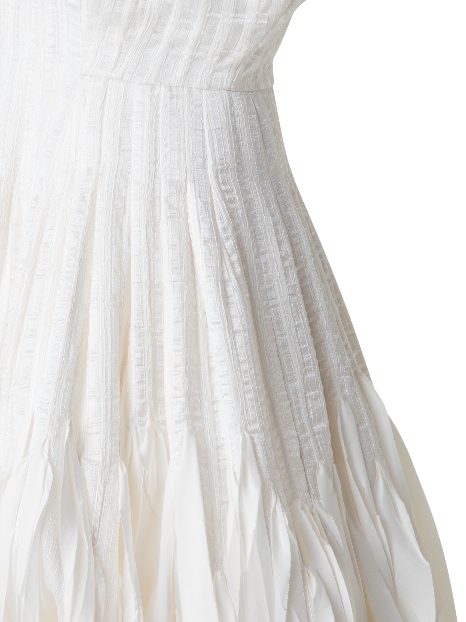 Designer Kurzes Seidenkleid mit Schleifen-Rock - Ecru - Weiss