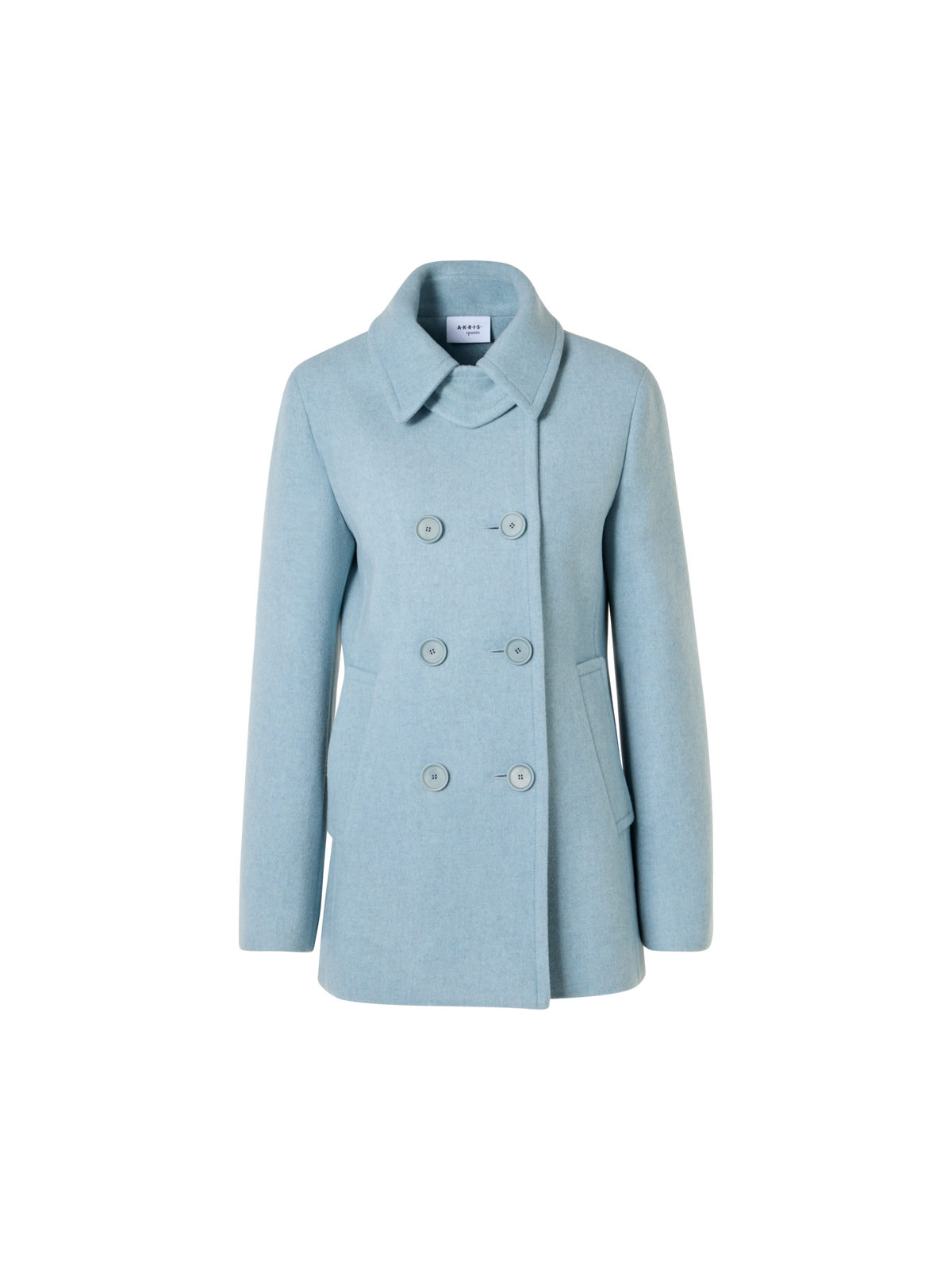 Designer Zweireihiger Peacoat aus Filzwolle - Blau
