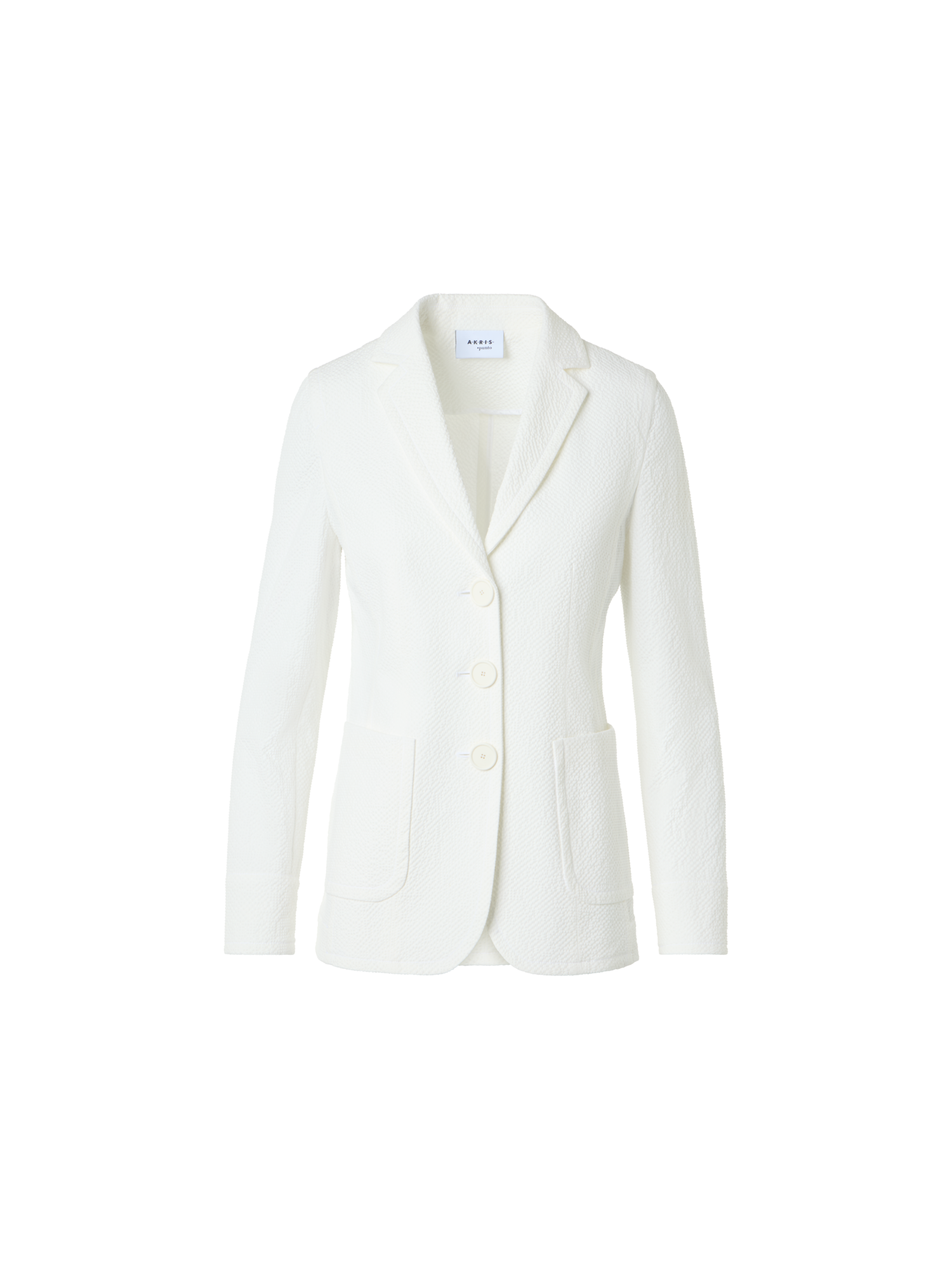 Designer Lässige Jacke aus Baumwoll-Stretch-Seersucker - Weiss