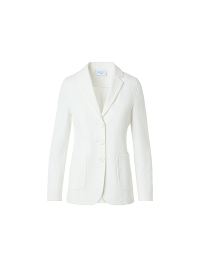 Designer Lässige Jacke aus Baumwoll-Stretch-Seersucker - Weiss
