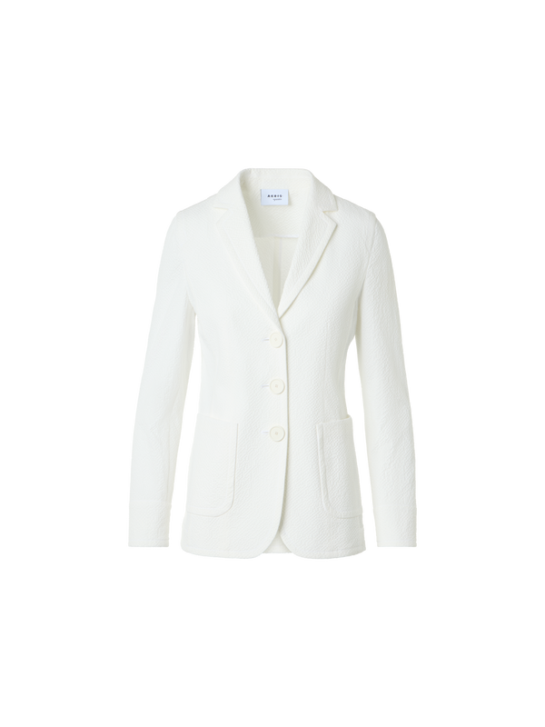 Designer Lässige Jacke aus Baumwoll-Stretch-Seersucker - Weiss
