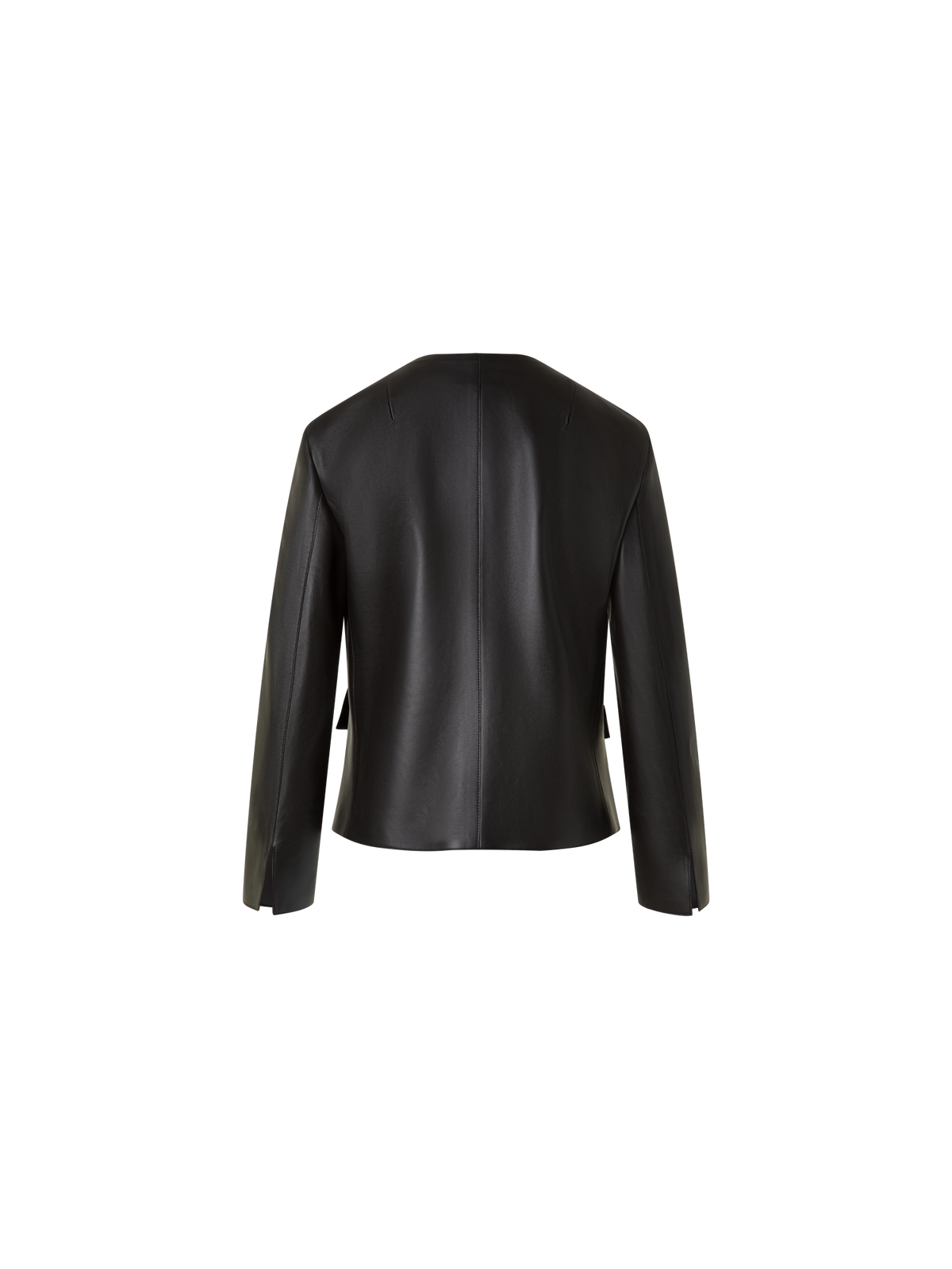 Designer Lederjacke mit verkürzten Ärmeln - Schwarz