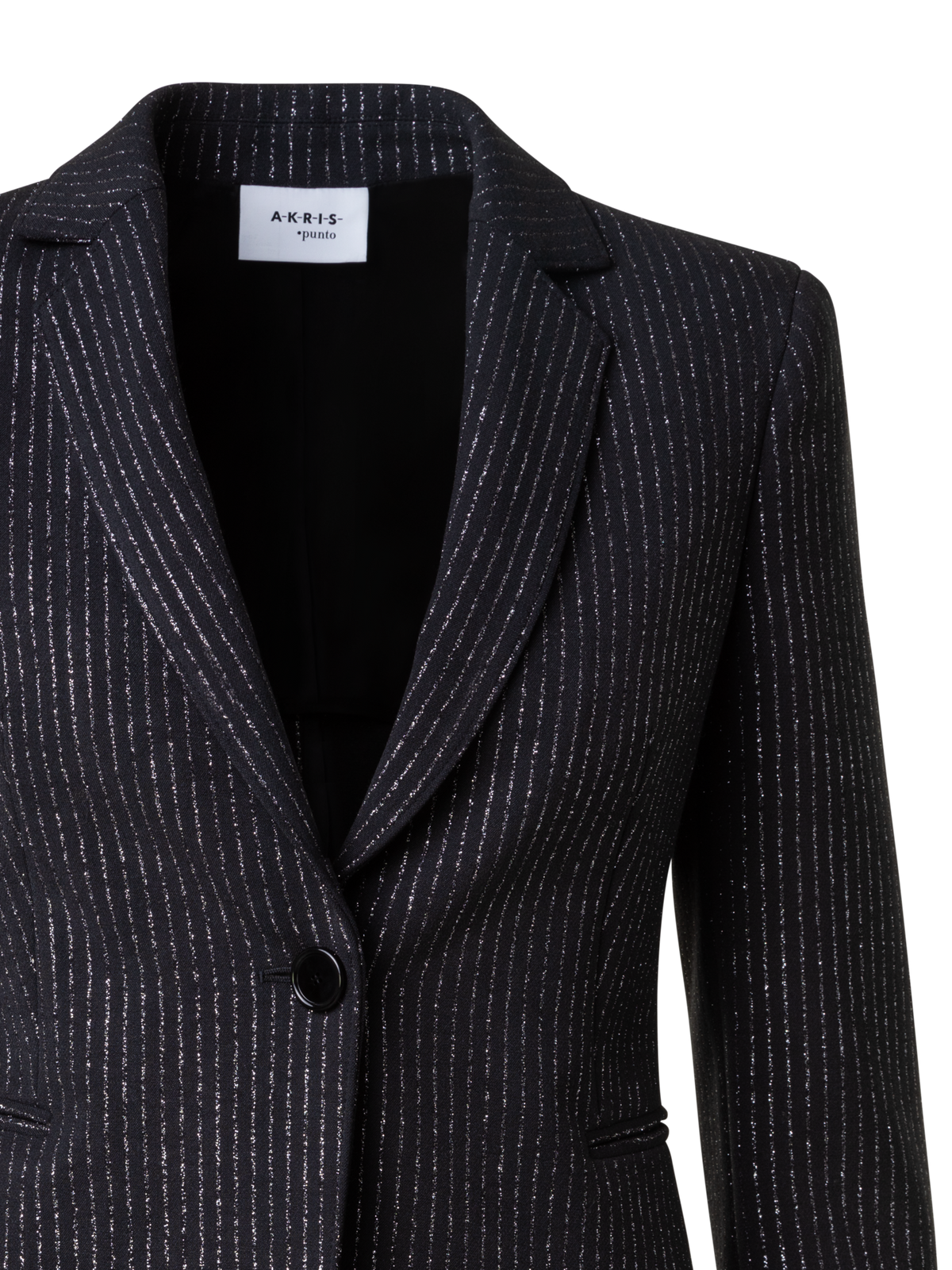 Designer Blazer mit metallischen Nadelstreifen - Schwarz