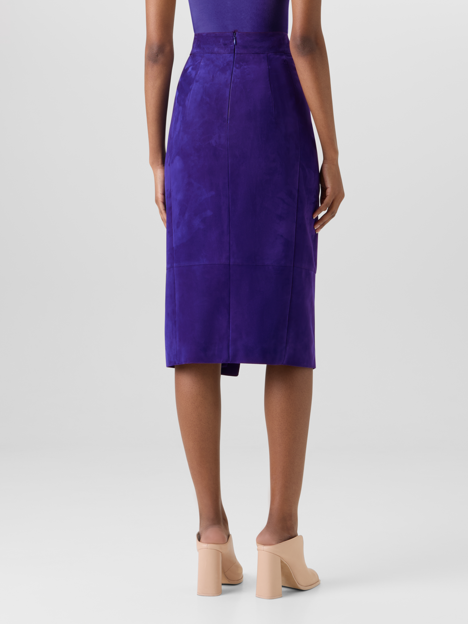 Designer Bleistiftrock aus Wildleder - Violett 