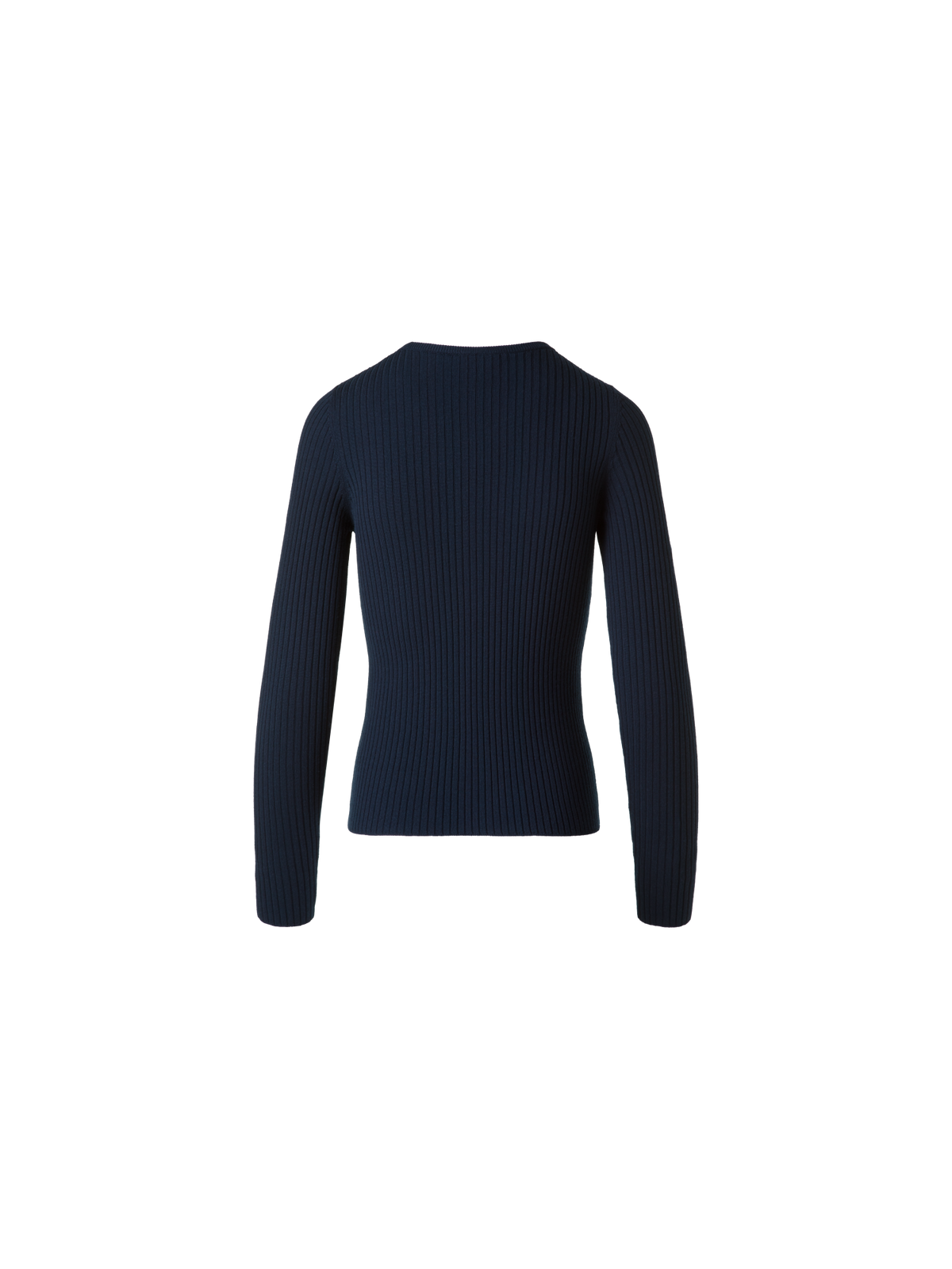 Designer Kurzarmpullover aus Merinowolle - Dunkelblau - Blau