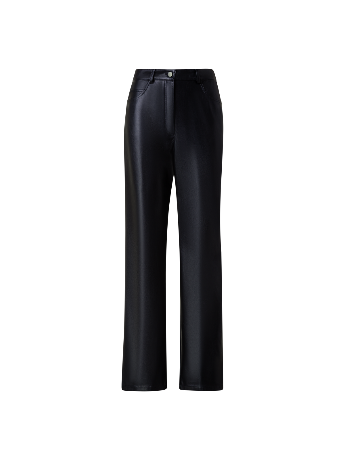 Designer Gerade Hose aus Kunstleder - Schwarz