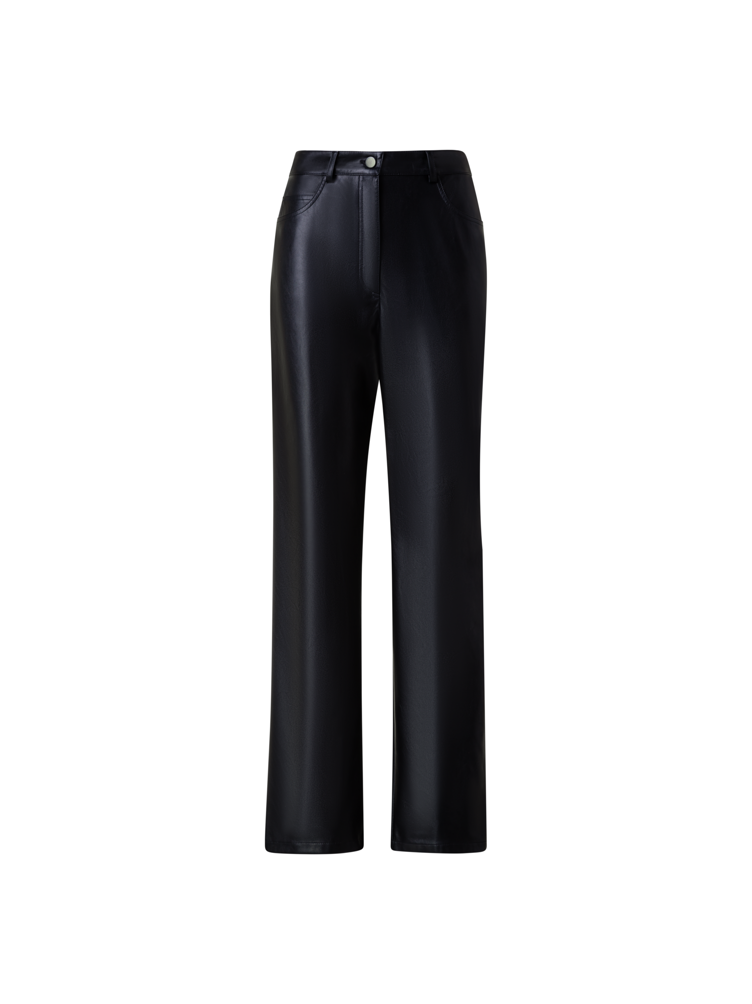 Designer Gerade Hose aus Kunstleder - Schwarz