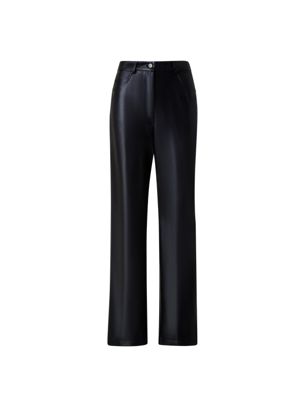 Designer Gerade Hose aus Kunstleder - Schwarz