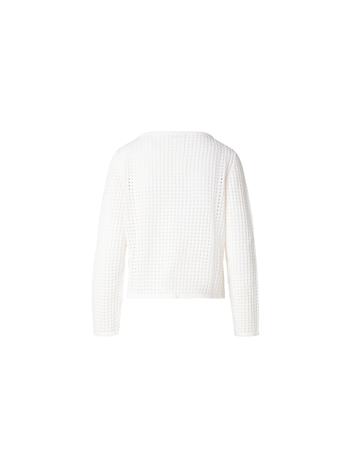 Designer Strickpullover aus grobem Baumwollmesh - Ecru - Weiss