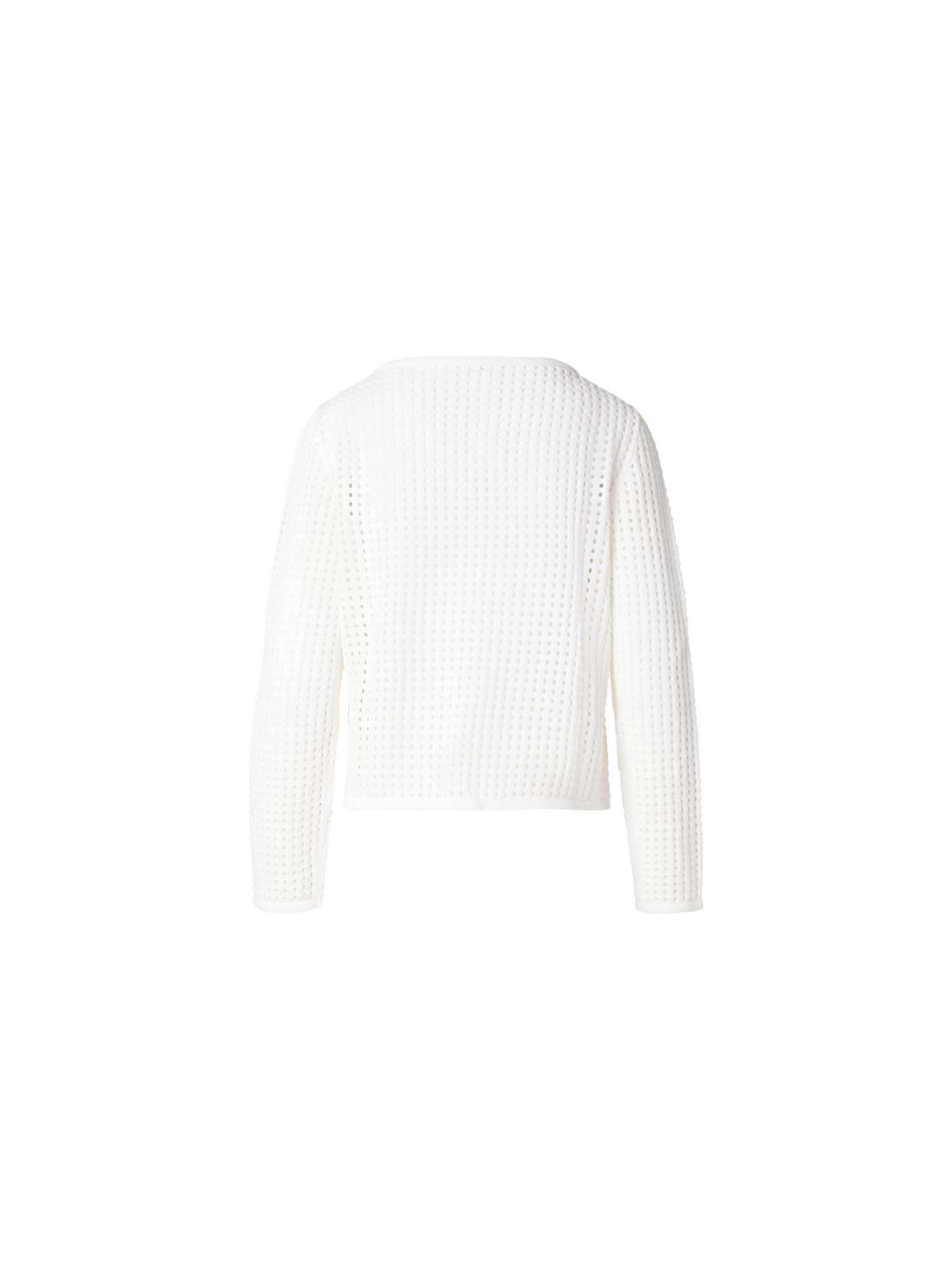 Designer Strickpullover aus grobem Baumwollmesh - Ecru - Weiss