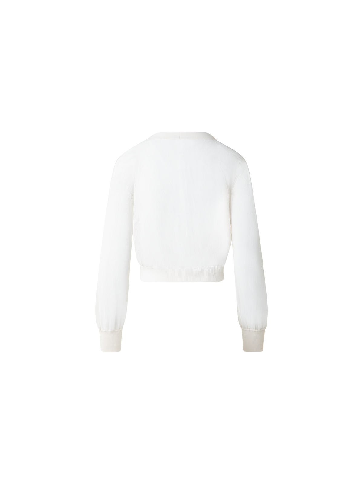 Designer Transparenter Cardigan mit Volumenärmeln - Ecru - Weiss