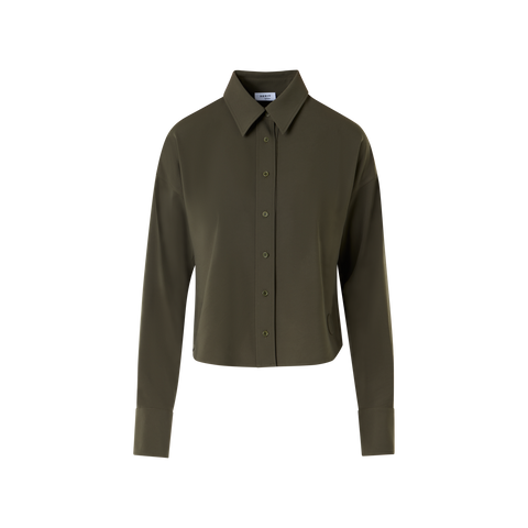 Long-Sleeve Lasercut-Crêpe Blouse