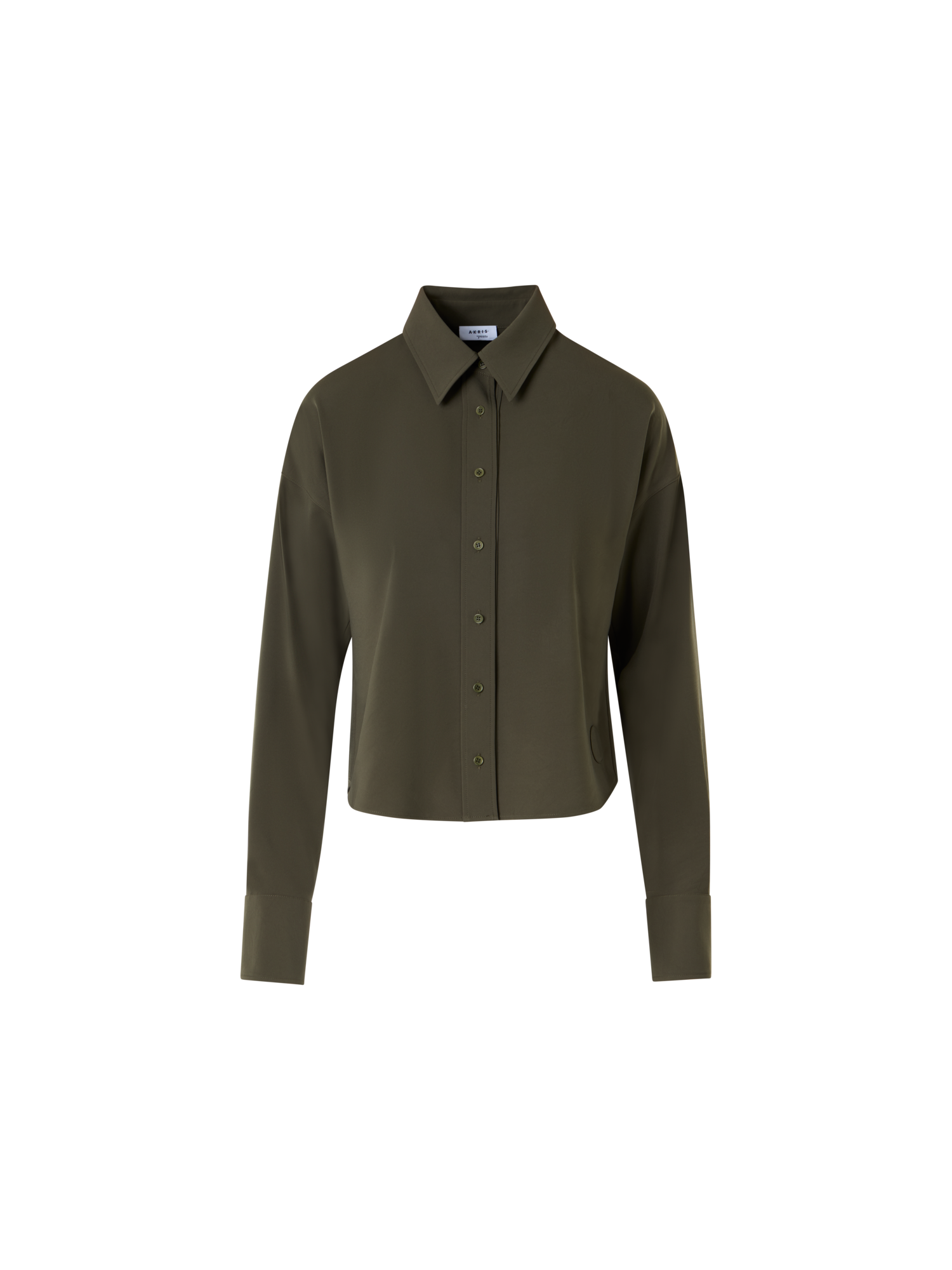Designer Langärmelige Bluse aus Signature-Lasercut-Krepp - Grün