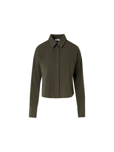 Designer Langärmelige Bluse aus Signature-Lasercut-Krepp - Grün