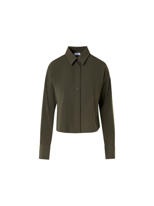 Designer Langärmelige Bluse aus Signature-Lasercut-Krepp - Grün