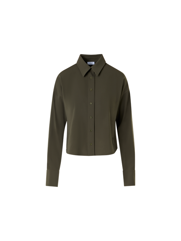 Designer Langärmelige Bluse aus Signature-Lasercut-Krepp - Grün