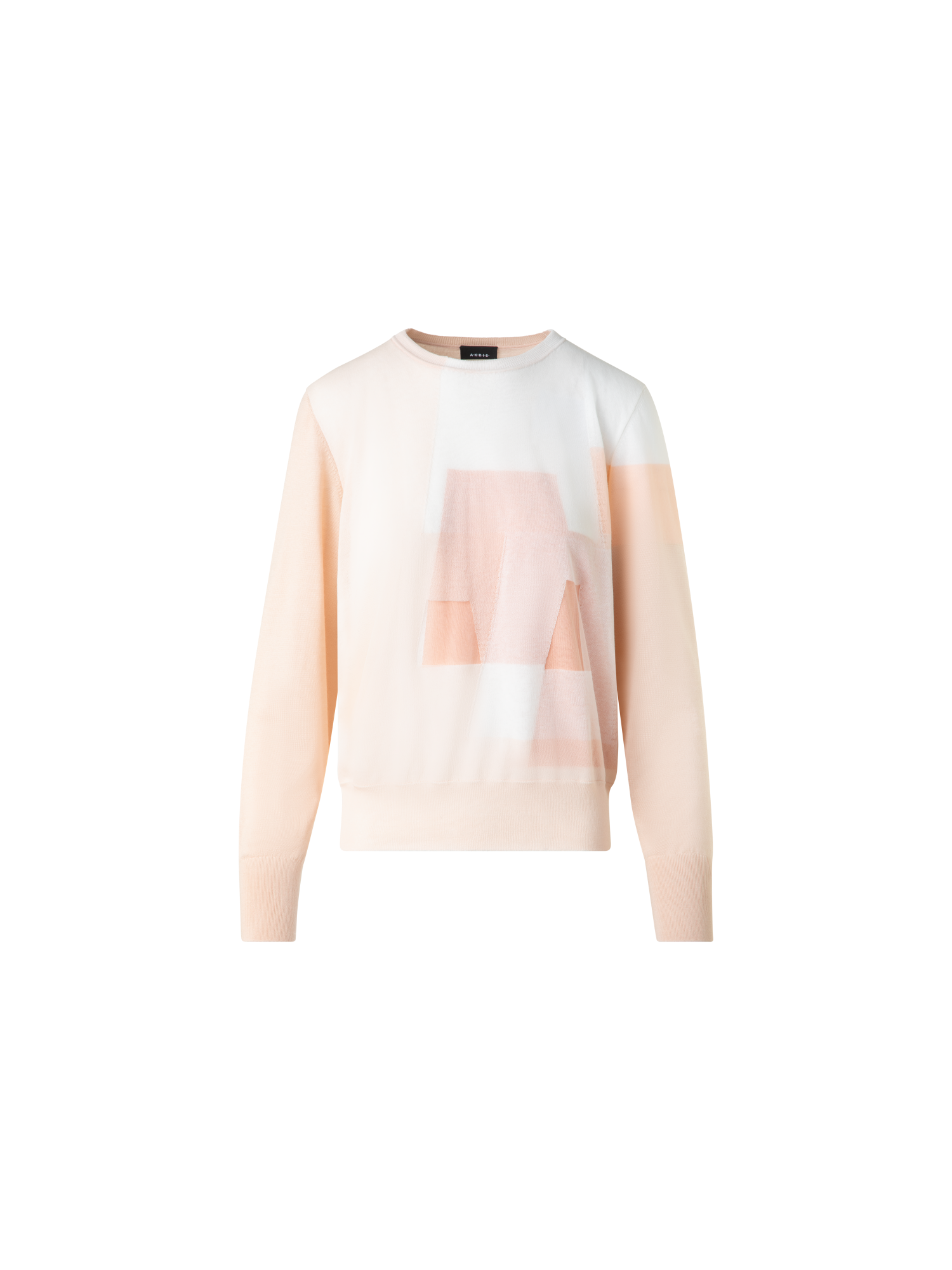 Designer Doppellagiger Intarsien-Pullover - Bunt - Beige - Rosa
