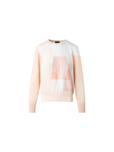 Designer Doppellagiger Intarsien-Pullover - Bunt - Beige - Rosa