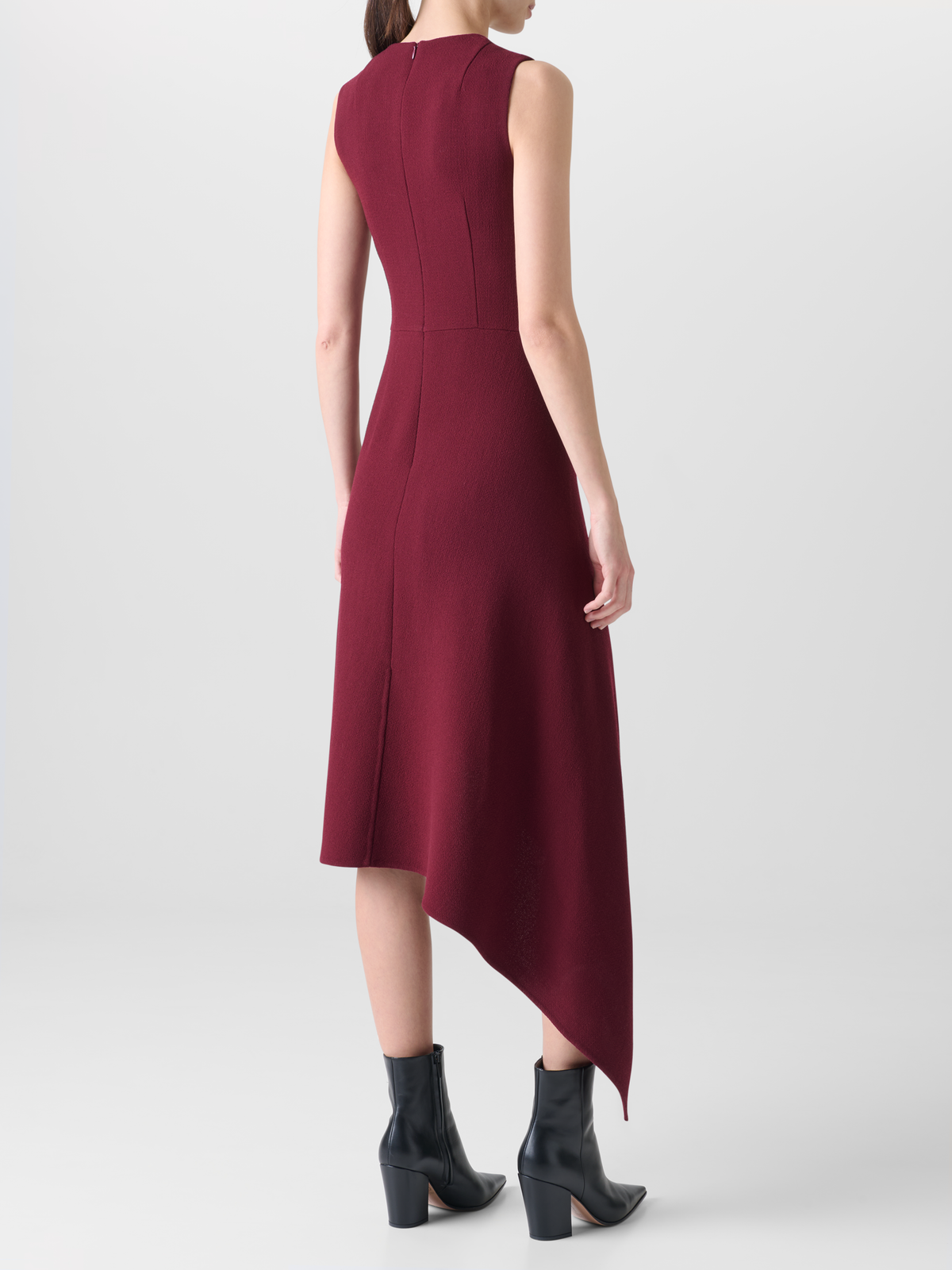 Designer Asymmetrisches Kleid aus Woll-Doubleface - Rot
