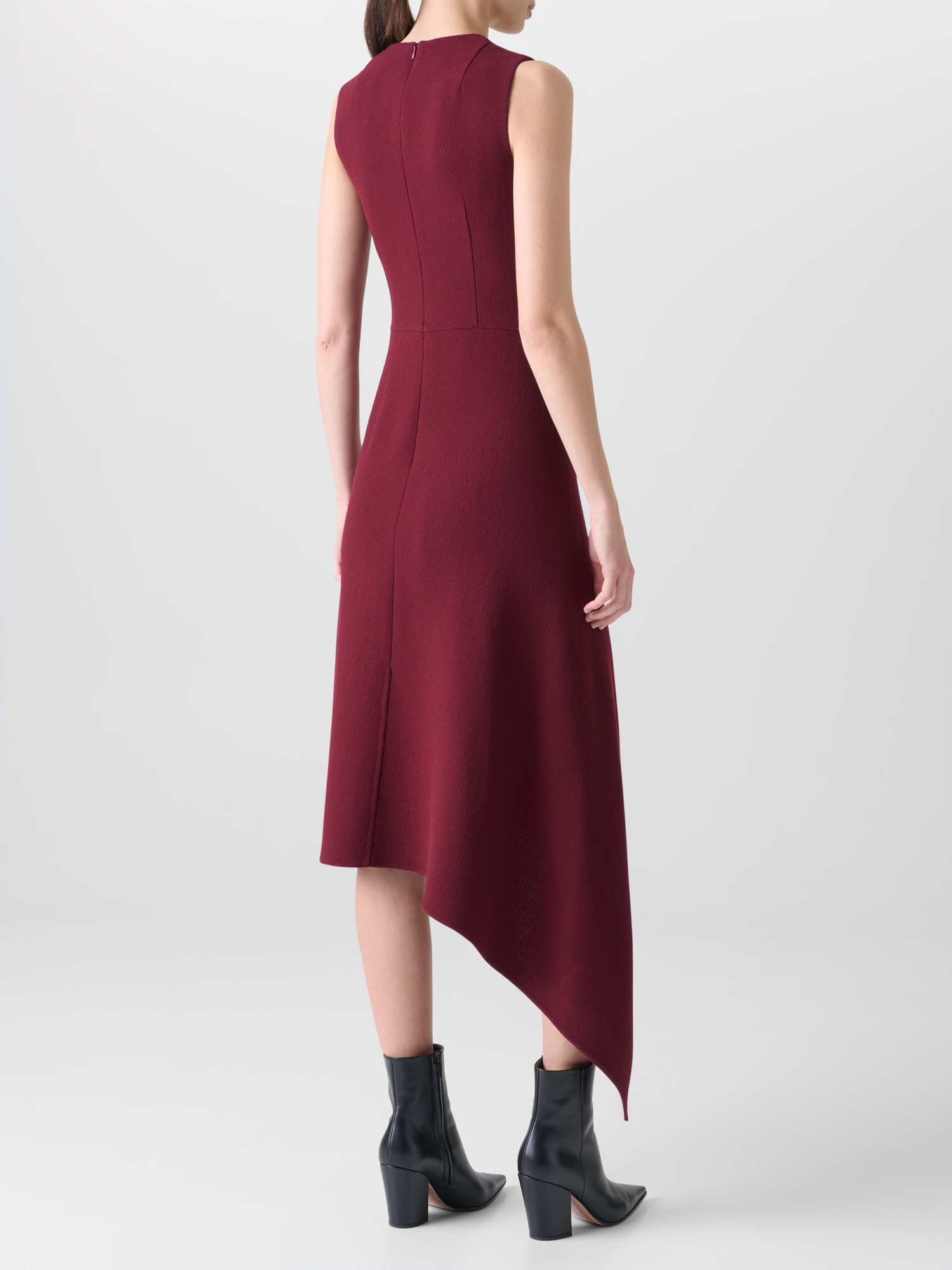 Designer Asymmetrisches Kleid aus Woll-Doubleface - Rot